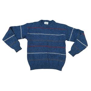 Eagle Crest Mens Sweater Size Medium Wool Nylon Blend Blue Striped Vintage USA